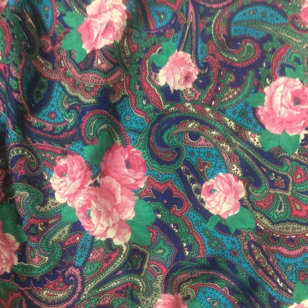 Vintage Stuart Alan Floral Paisley & Roses Cottagecore 80s Midi Dress Size 12 - Picture 5 of 10